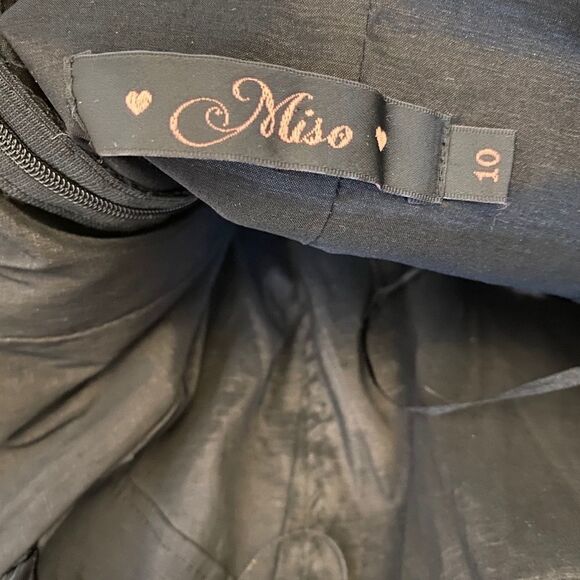 MISO Black Taffeta One Shoulder Fitted Dress 10 - Picture 5 of 8